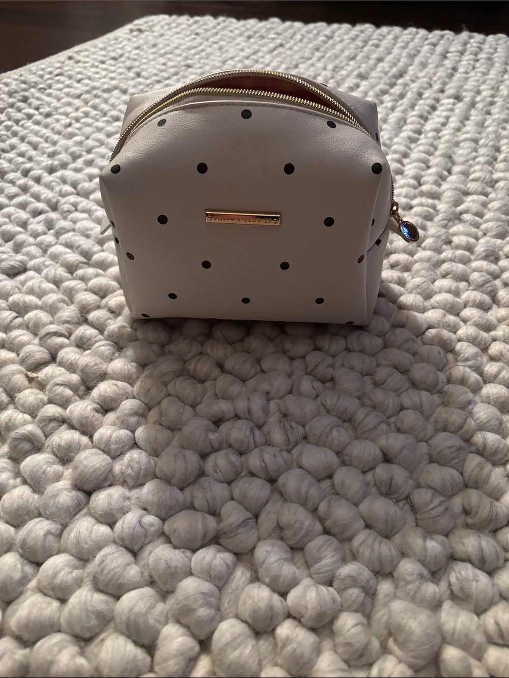 Poppy & Peonies Polka Dot Cosmetic Pouch - White
